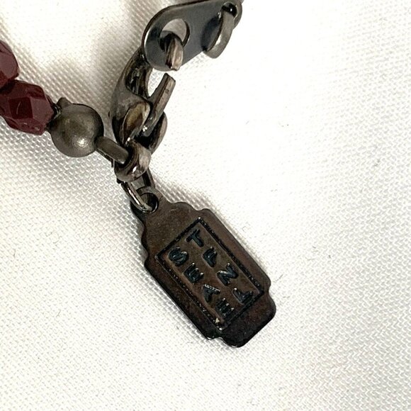 Stefanel Vintage Plum Faceted Bead Y Necklace - Picture 6 of 7